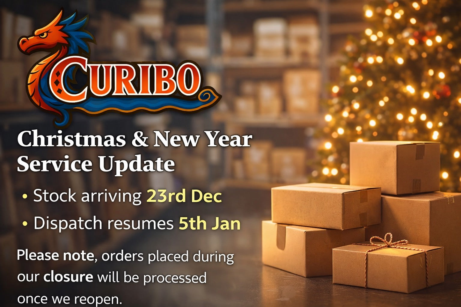 Christmas & New Year Update – Stock & Dispatch Information