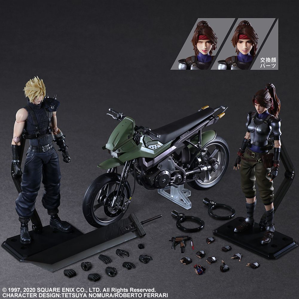 FINAL FANTASY 7 PLAY ARTS KAI - JESSIE, CLOUD & MOTORCYCLE SET