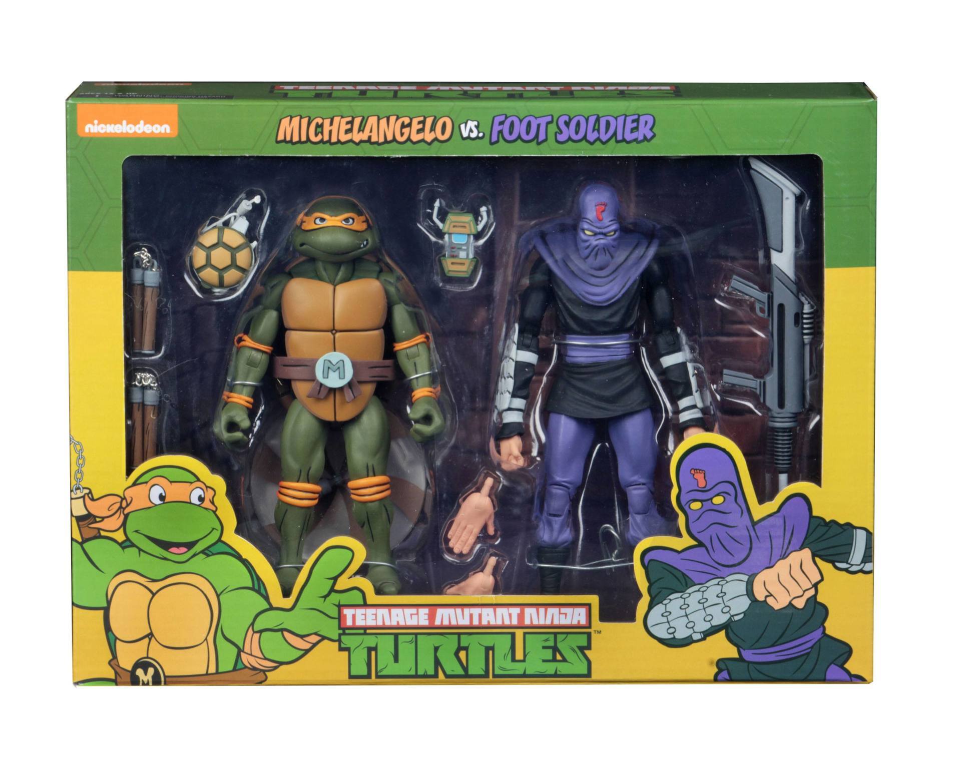 NECA TMNT CARTOON MICHELANGELO VS FOOT S 2PK