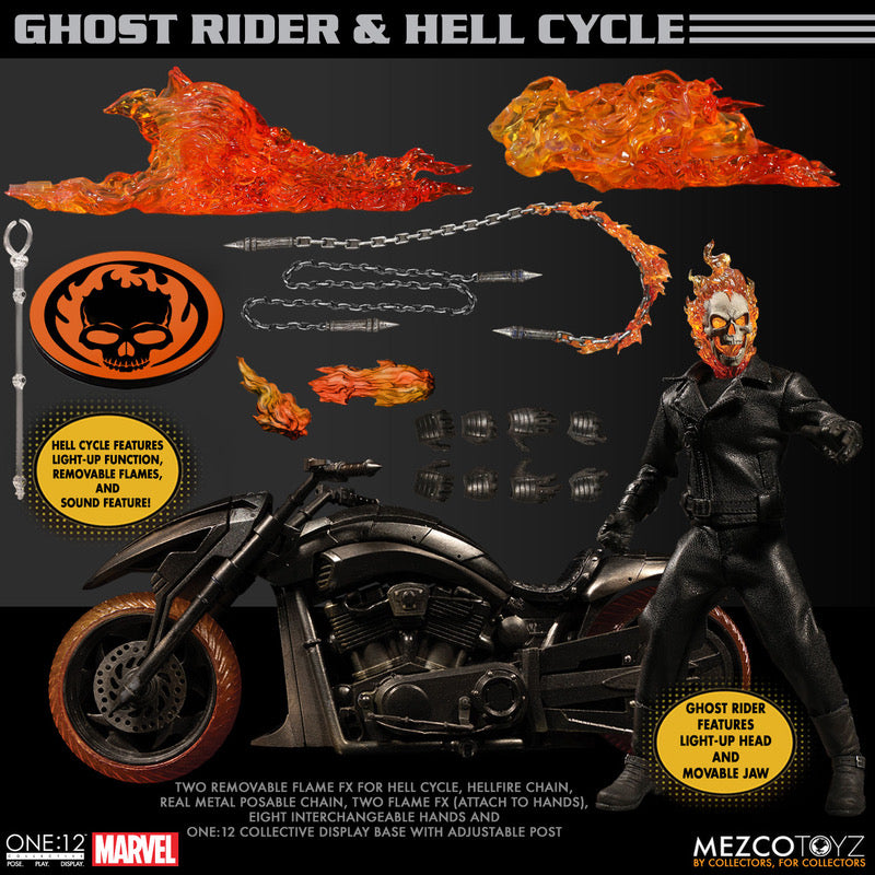 MEZCO ONE:12 COLLECTIVE Ghost Rider & Hell Cycle Set