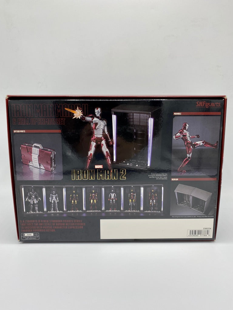 Bandai Iron Man 3 SH Figuarts Iron Man MK V & Hall of Armor Set Action Figure